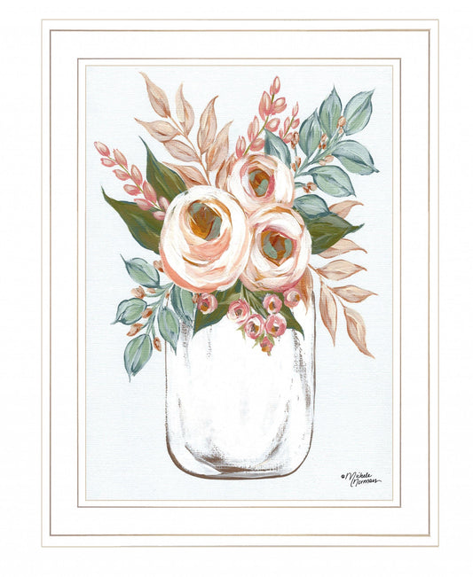Floral Jar 1 White Framed Print Wall Art - Homeroots