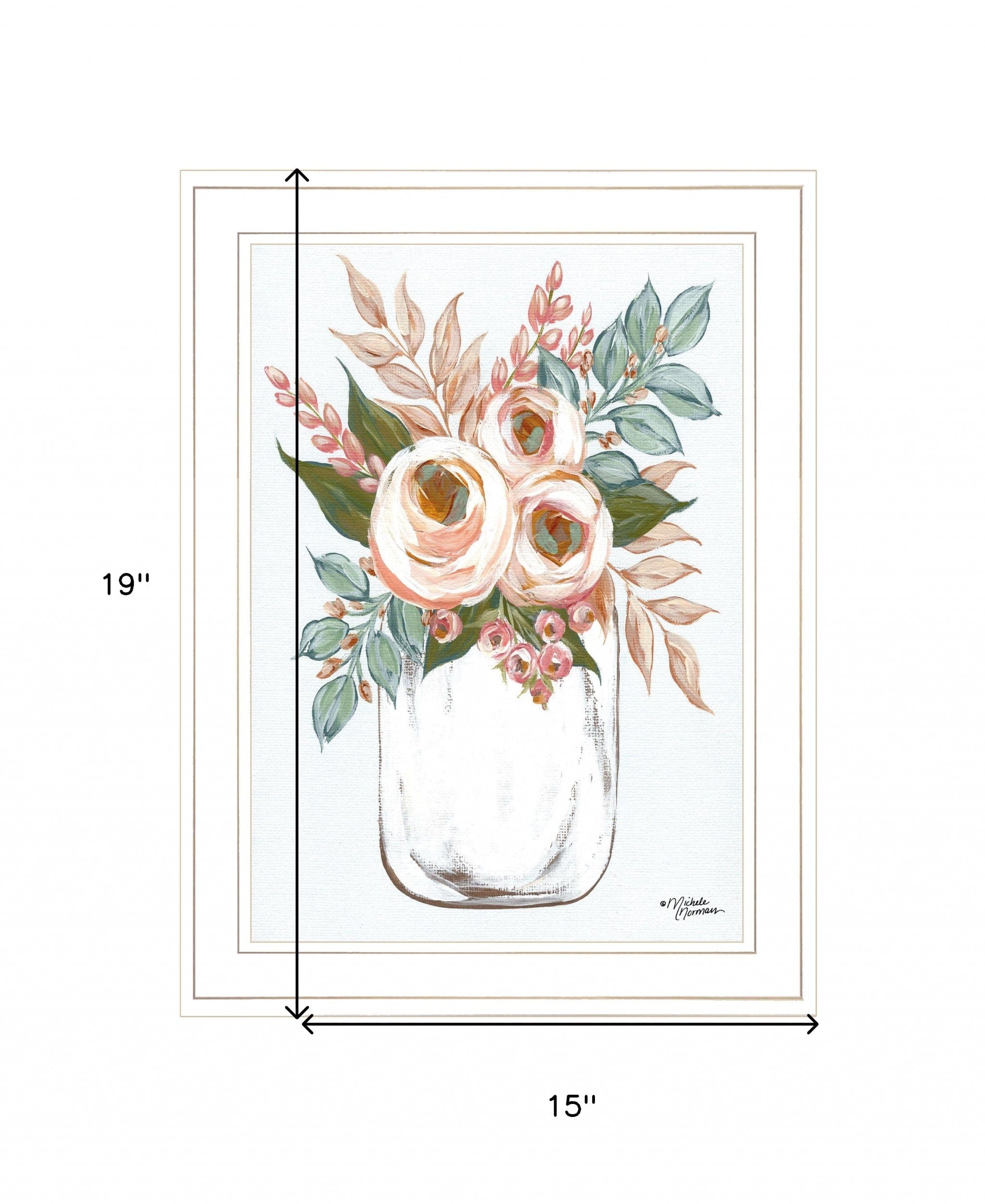 Floral Jar 1 White Framed Print Wall Art - Homeroots