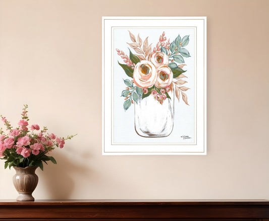 Floral Jar 1 White Framed Print Wall Art - Homeroots