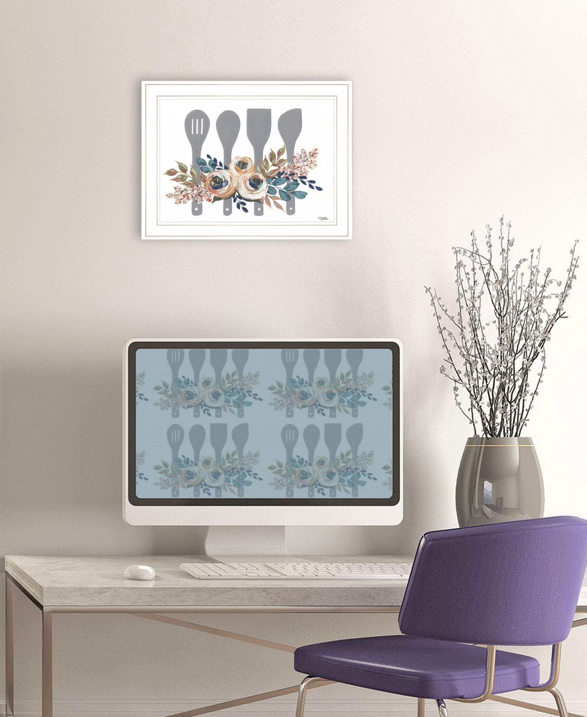 Fall Floral Baking Utensils 1 White Framed Print Kitchen Wall Art - Homeroots - Flyclothing LLC