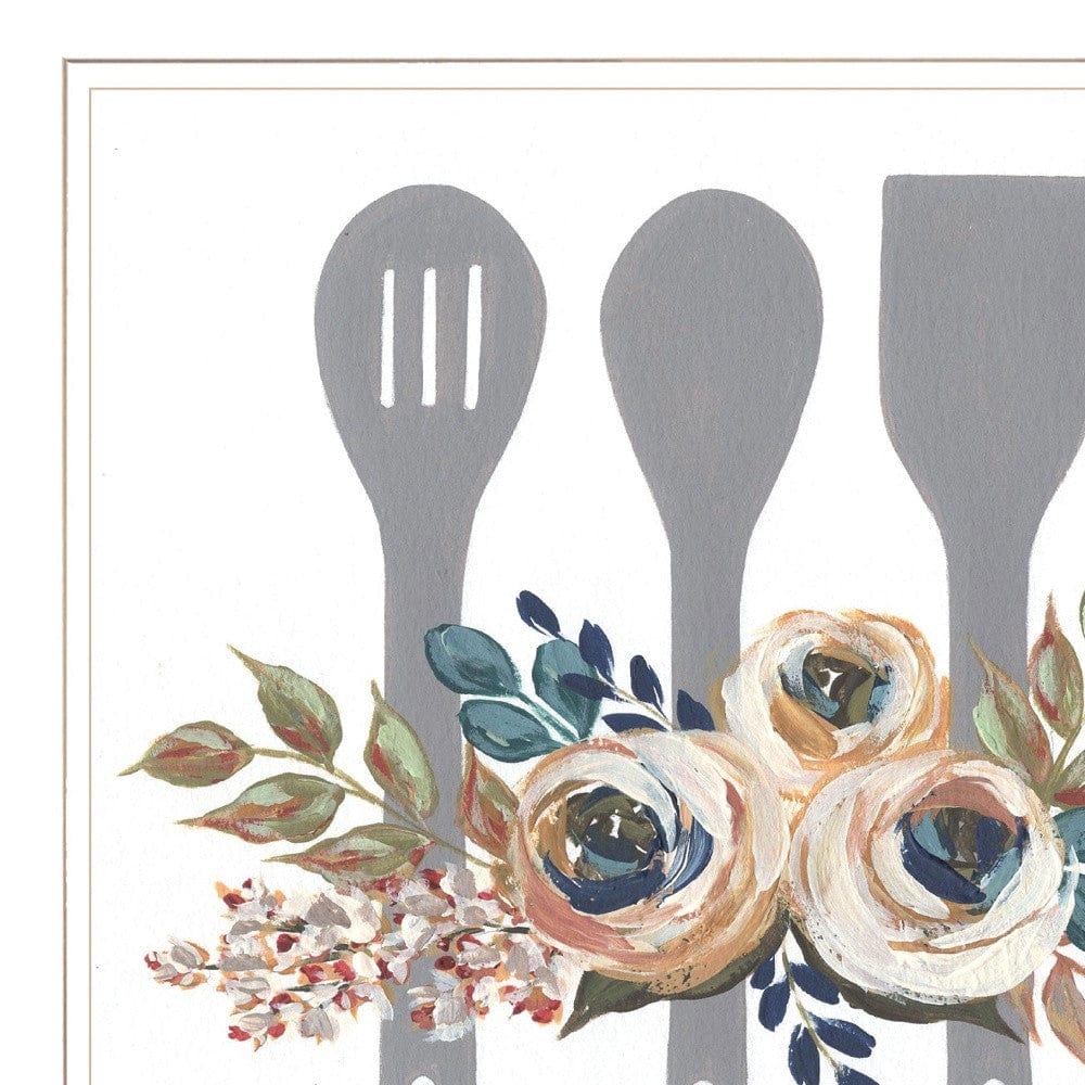 Fall Floral Baking Utensils 1 White Framed Print Kitchen Wall Art - Homeroots