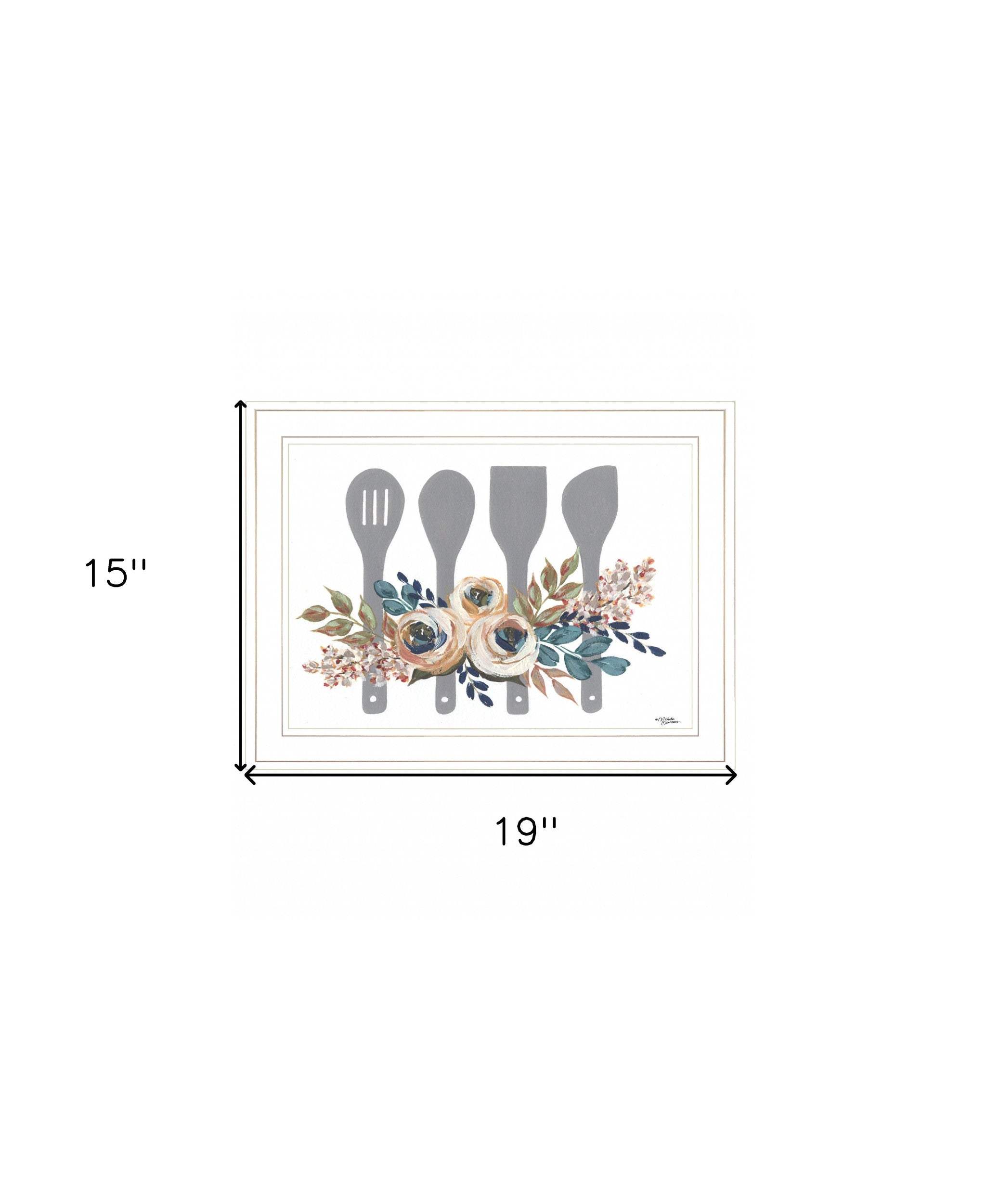 Fall Floral Baking Utensils 1 White Framed Print Kitchen Wall Art - Homeroots - Flyclothing LLC