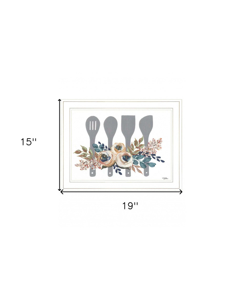 Fall Floral Baking Utensils 1 White Framed Print Kitchen Wall Art - Homeroots - Flyclothing LLC