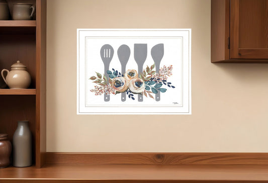 Fall Floral Baking Utensils 1 White Framed Print Kitchen Wall Art - Homeroots
