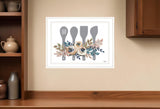 Fall Floral Baking Utensils 1 White Framed Print Kitchen Wall Art - Homeroots