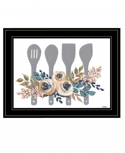 Fall Floral Baking Utensils 2 Black Framed Print Kitchen Wall Art - Homeroots