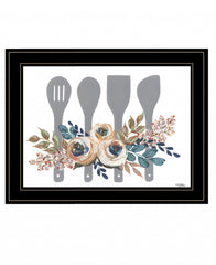 Fall Floral Baking Utensils 2 Black Framed Print Kitchen Wall Art - Homeroots