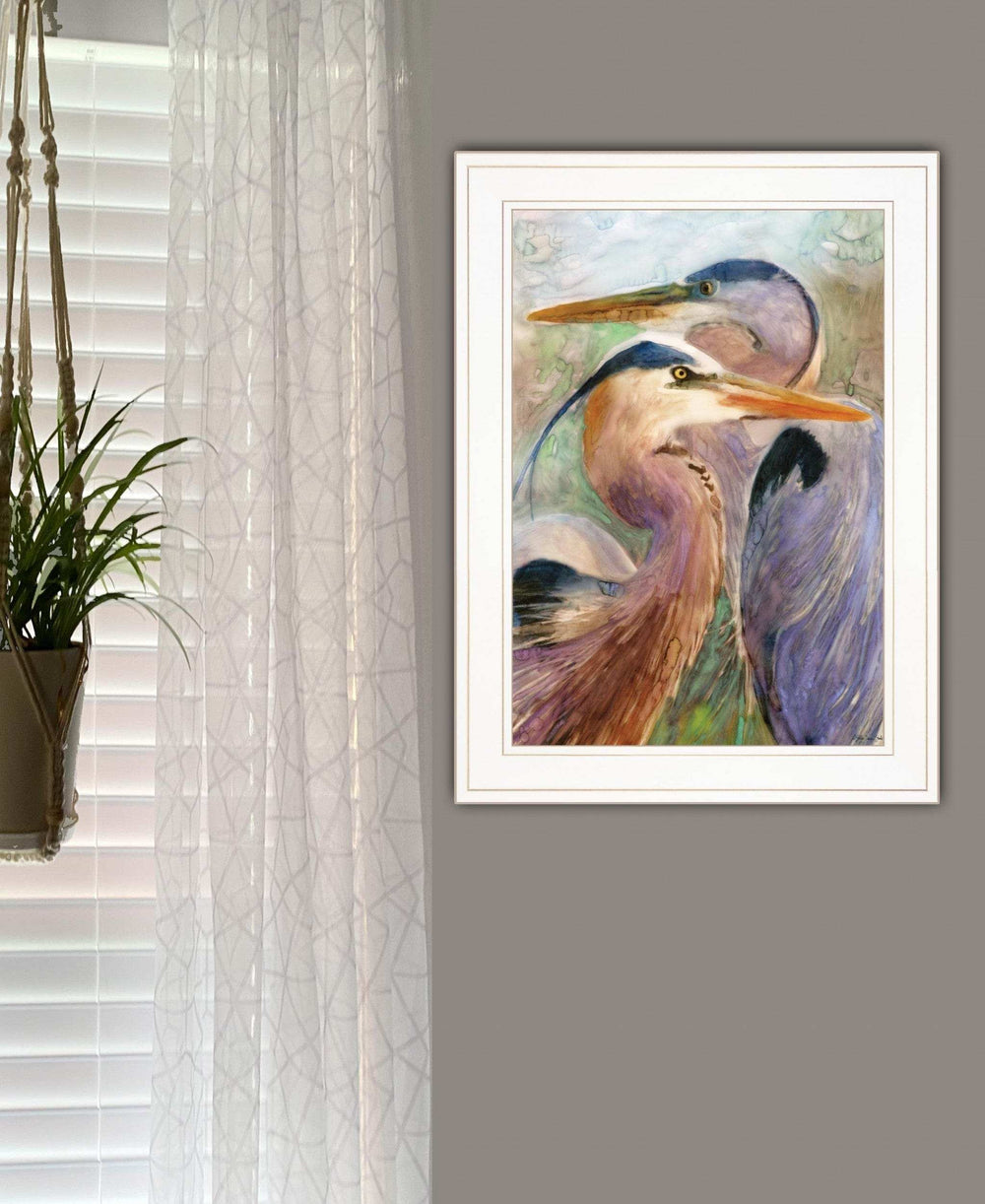 Blue Heron Duet 1 White Framed Print Wall Art - Homeroots - Flyclothing LLC