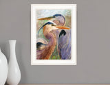 Blue Heron Duet 1 White Framed Print Wall Art - Homeroots