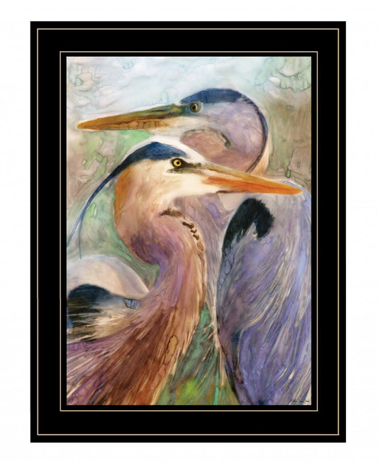 Blue Heron Duet 2 Black Framed Print Wall Art - Homeroots