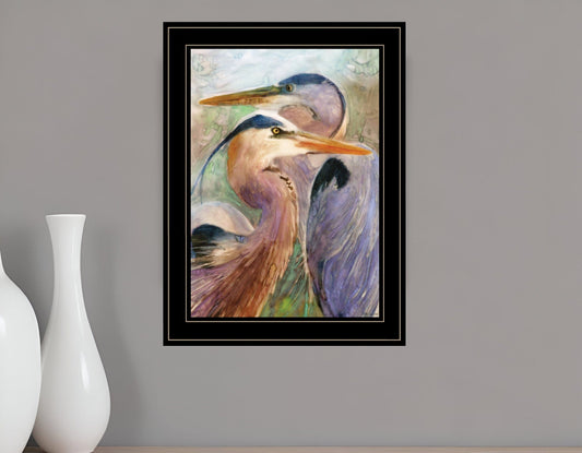 Blue Heron Duet 2 Black Framed Print Wall Art - Homeroots