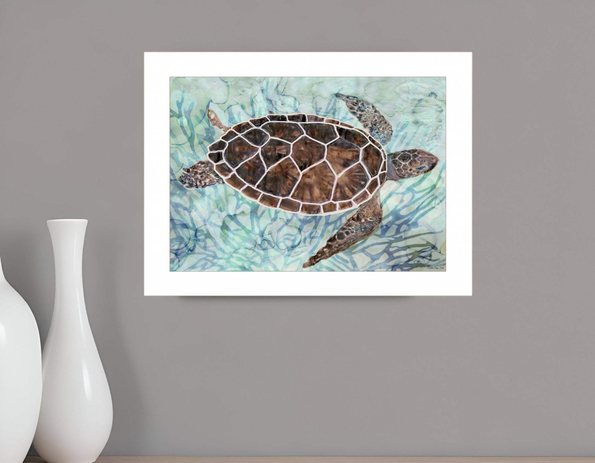 Sea Turtles Collage 1 White Framed Print Wall Art - Homeroots - Flyclothing LLC