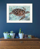 Sea Turtles Collage 1 White Framed Print Wall Art - Homeroots - Flyclothing LLC