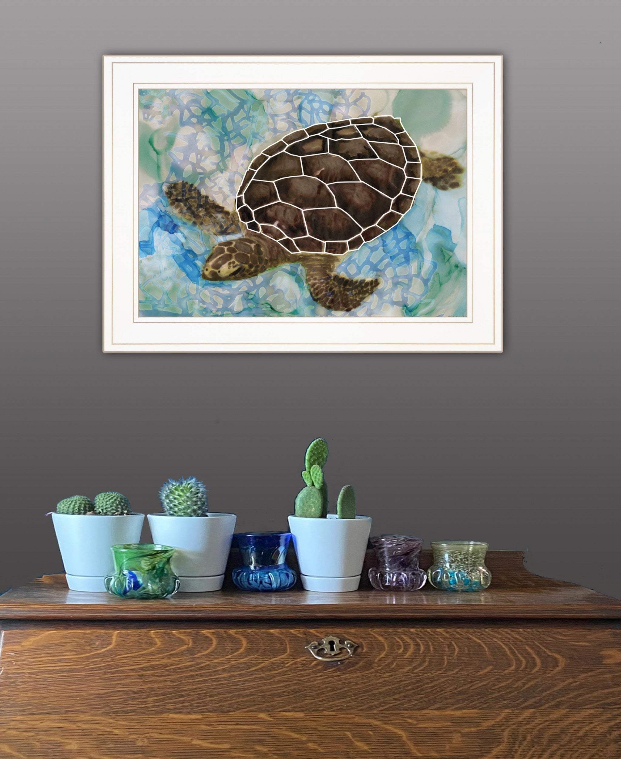 Sea Turtles Collage II 1 White Framed Print Wall Art - Homeroots - Flyclothing LLC