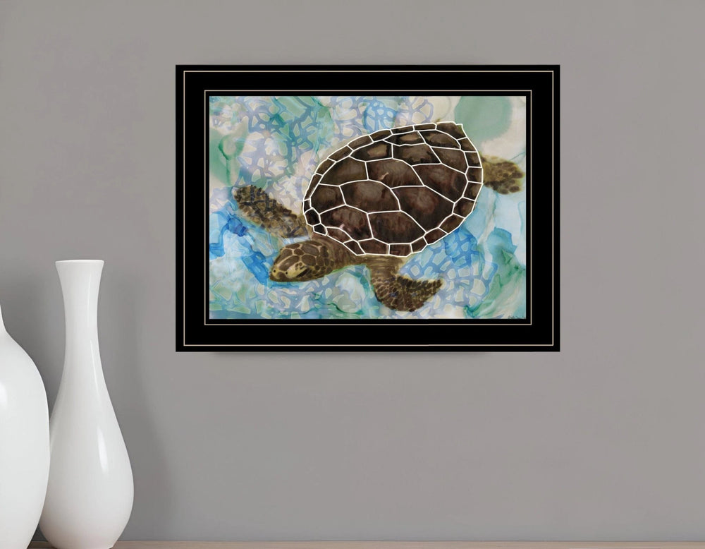 Sea Turtles Collage II 2 Black Framed Print Wall Art - Homeroots