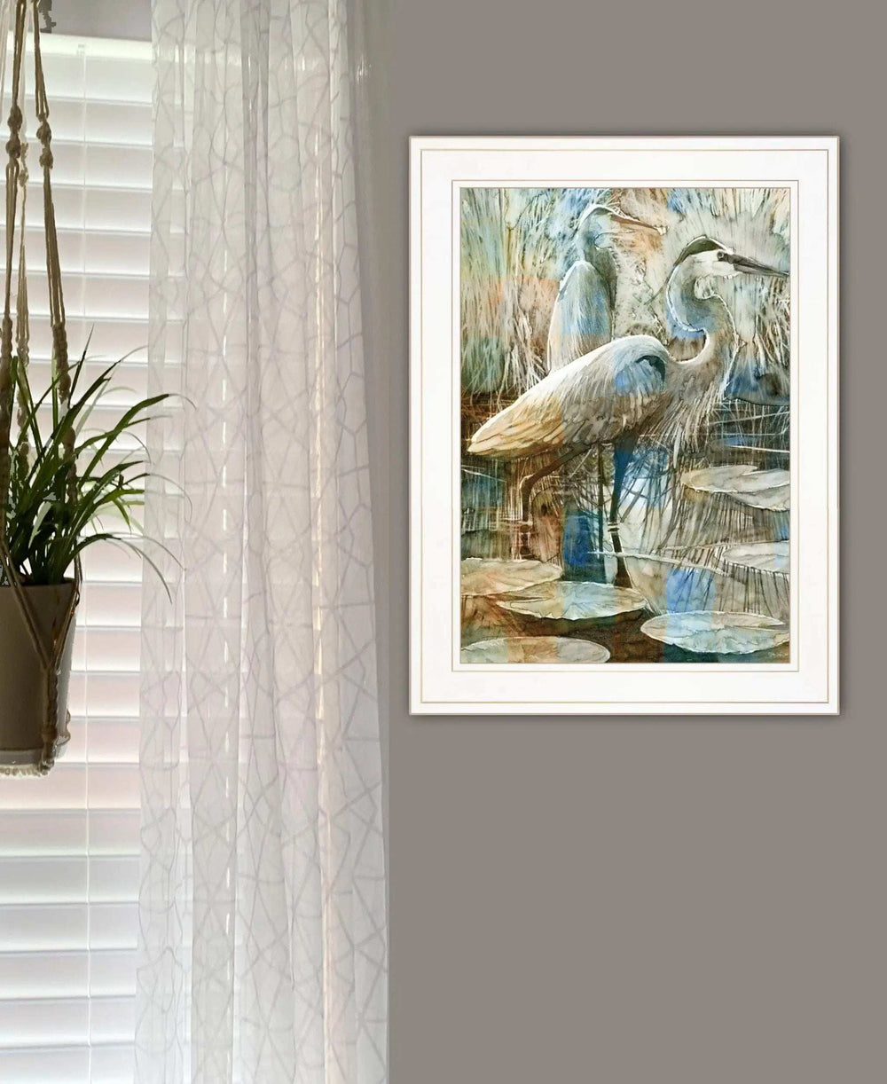Marsh Herons I 1 White Framed Print Wall Art - Homeroots - Flyclothing LLC