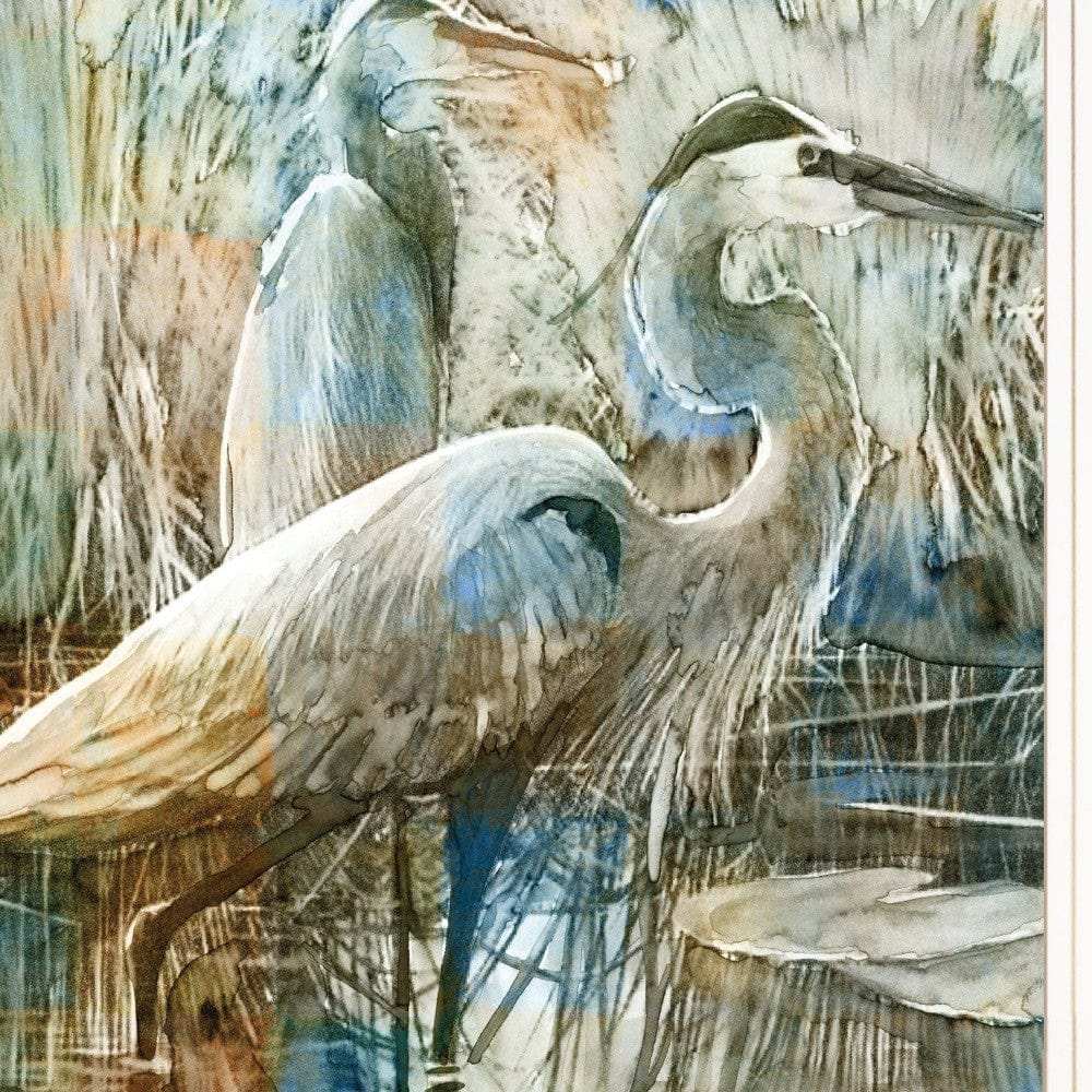 Marsh Herons I 1 White Framed Print Wall Art - Homeroots - Flyclothing LLC