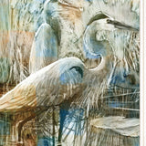Marsh Herons I 1 White Framed Print Wall Art - Homeroots