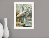 Marsh Herons I 1 White Framed Print Wall Art - Homeroots
