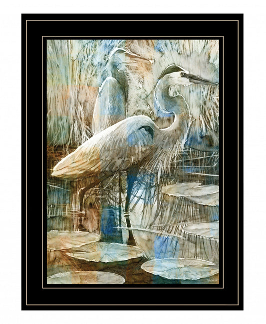 Marsh Herons I 2 Black Framed Print Wall Art - Homeroots
