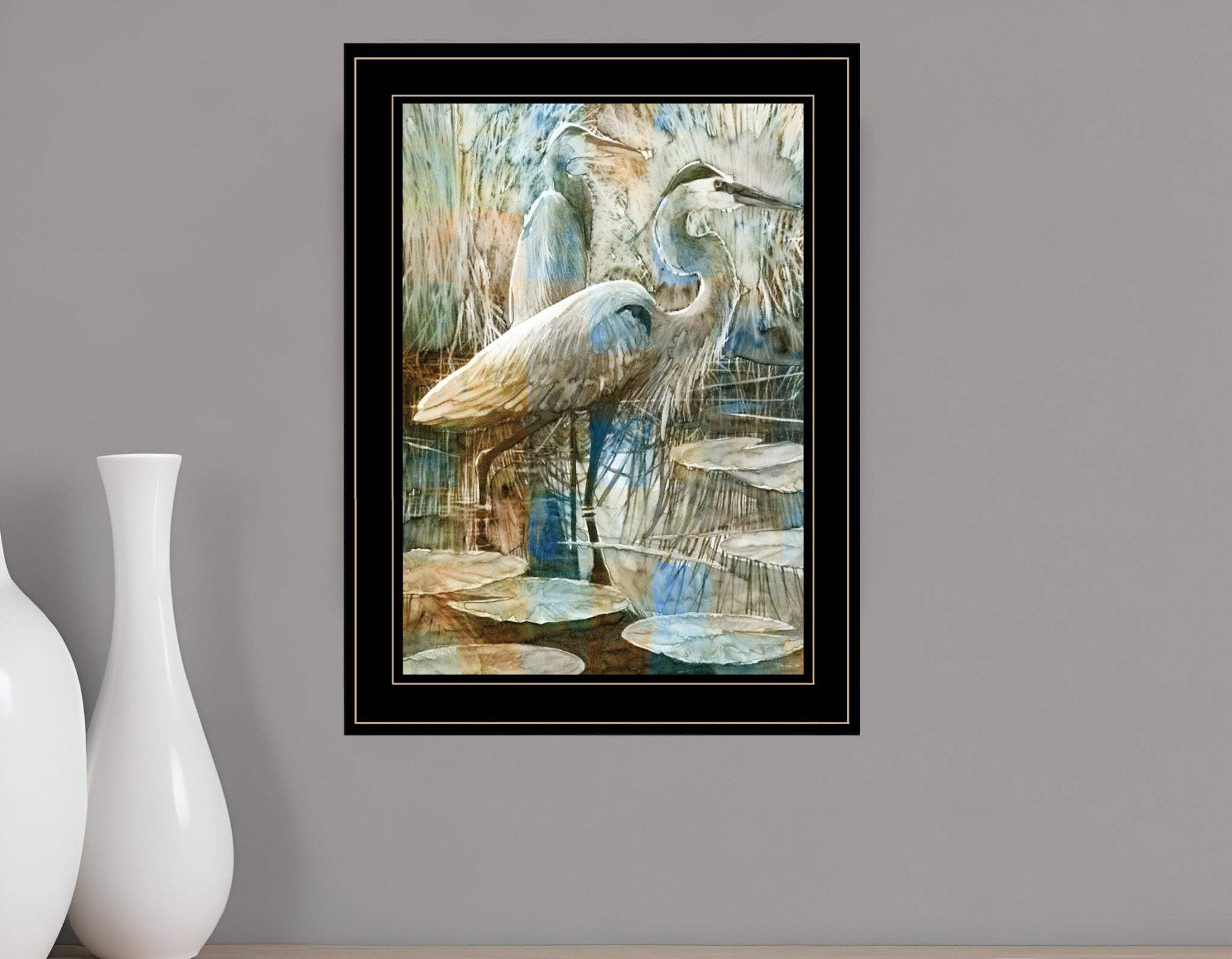Marsh Herons I 2 Black Framed Print Wall Art - Homeroots - Flyclothing LLC