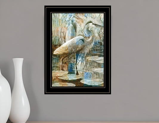 Marsh Herons I 2 Black Framed Print Wall Art - Homeroots