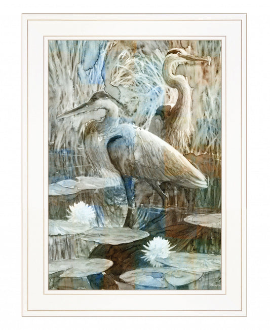 Marsh Herons II 1 White Framed Print Wall Art - Homeroots