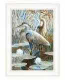 Marsh Herons II 1 White Framed Print Wall Art - Homeroots