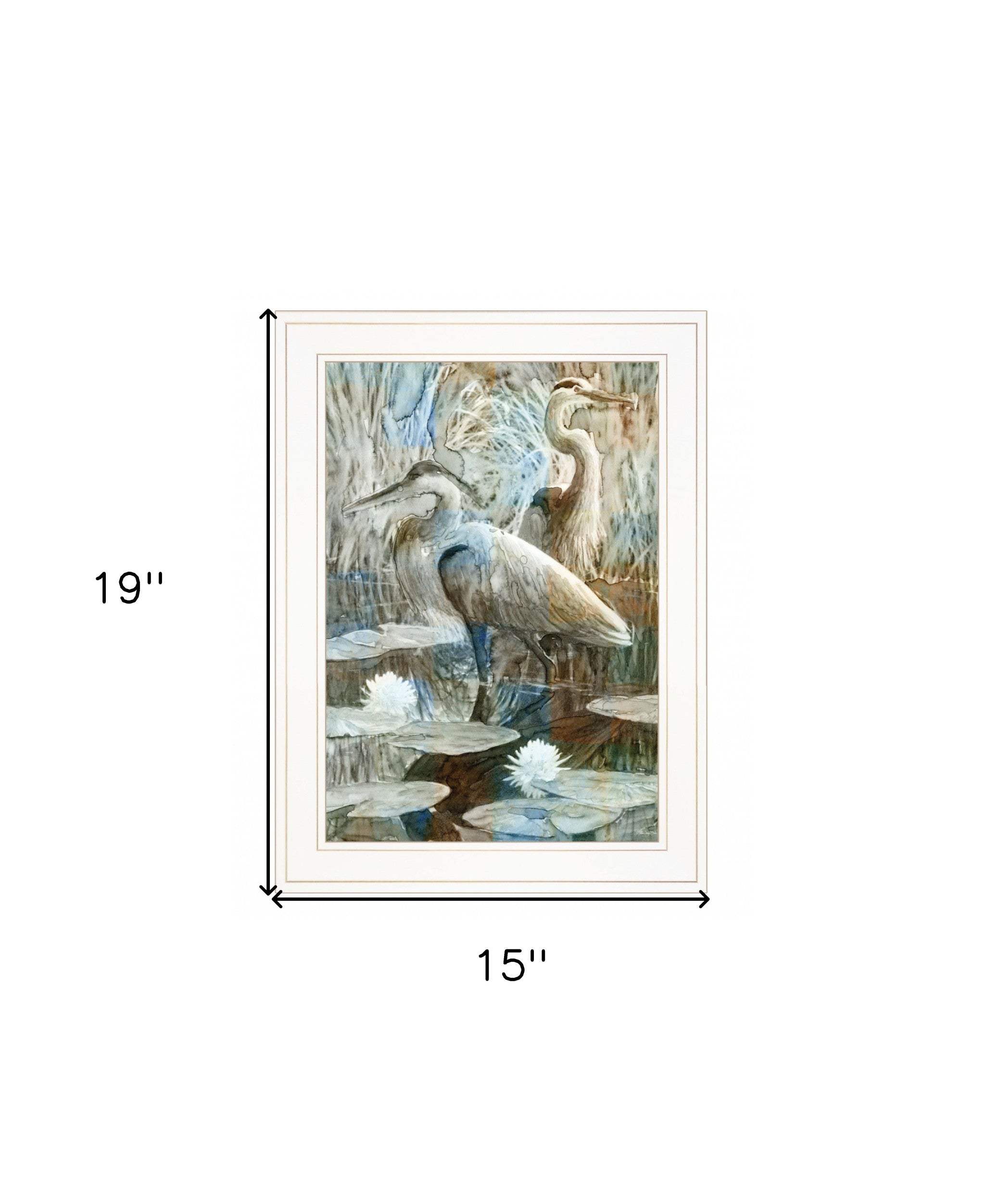 Marsh Herons II 1 White Framed Print Wall Art - Homeroots - Flyclothing LLC