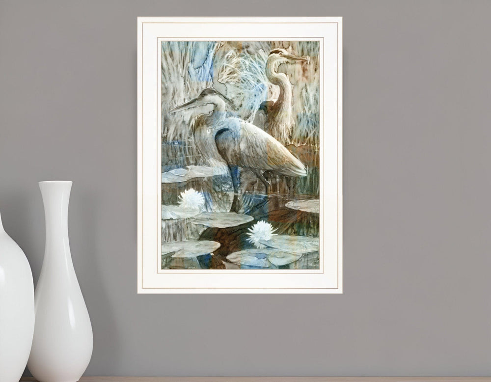 Marsh Herons II 1 White Framed Print Wall Art - Homeroots