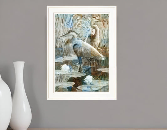 Marsh Herons II 1 White Framed Print Wall Art - Homeroots