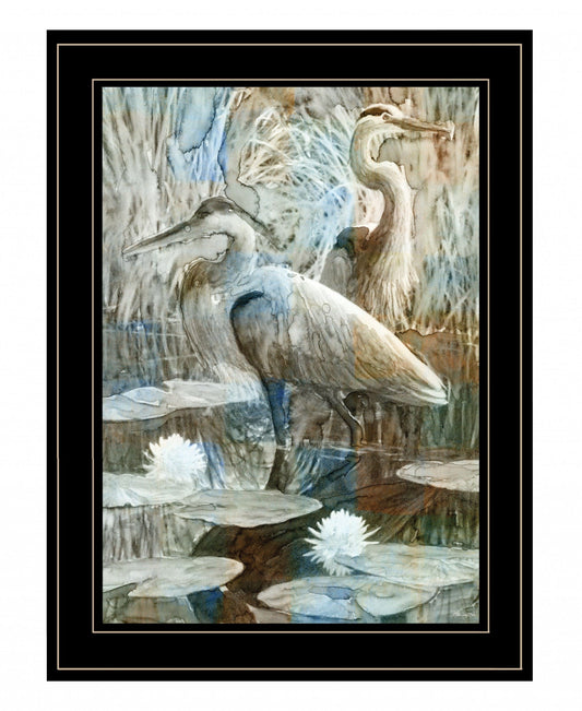 Marsh Herons II 2 Black Framed Print Wall Art - Homeroots