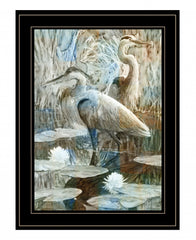 Marsh Herons II 2 Black Framed Print Wall Art - Homeroots