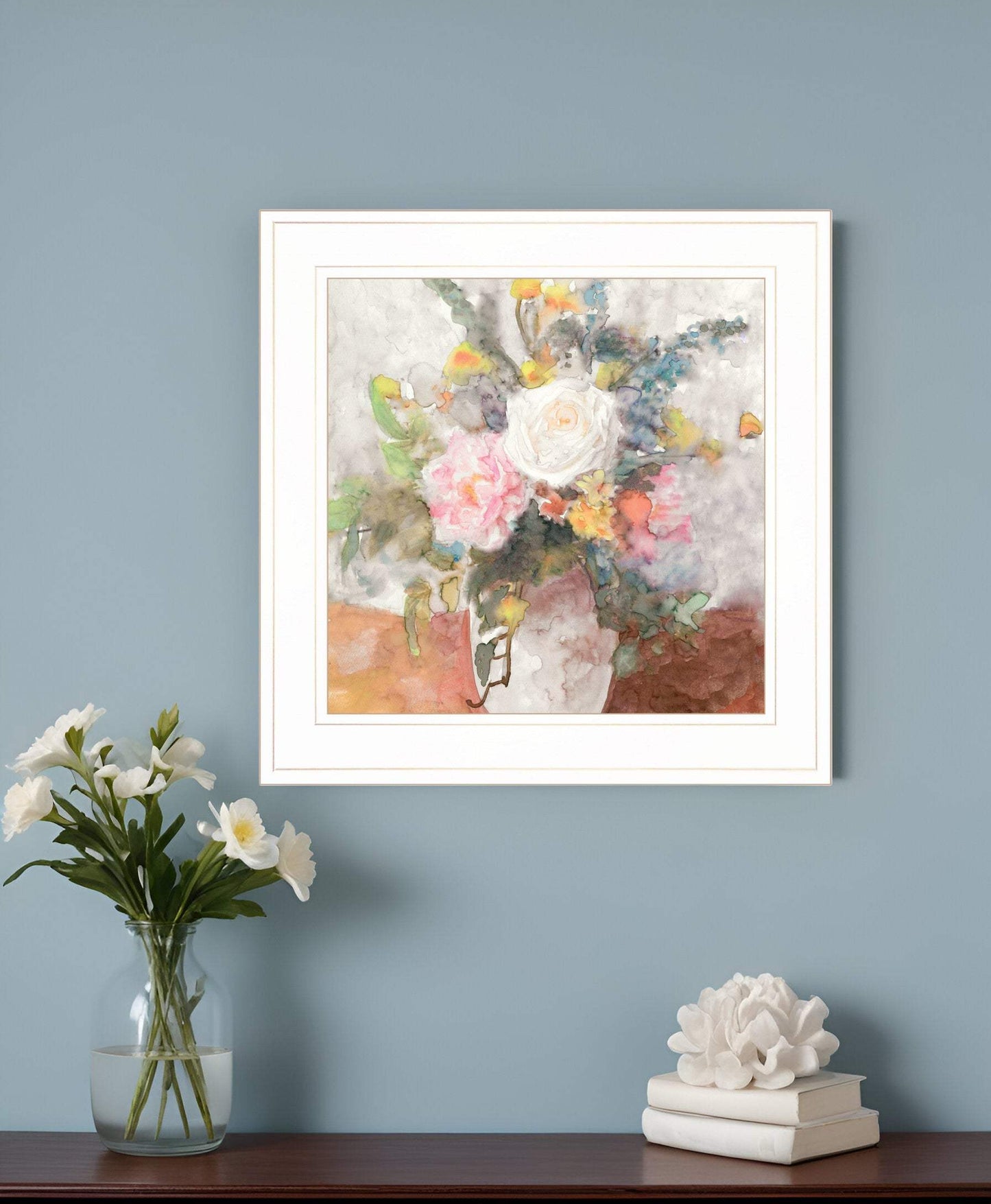Table Bouquet 2 White Framed Print Wall Art - Homeroots - Flyclothing LLC