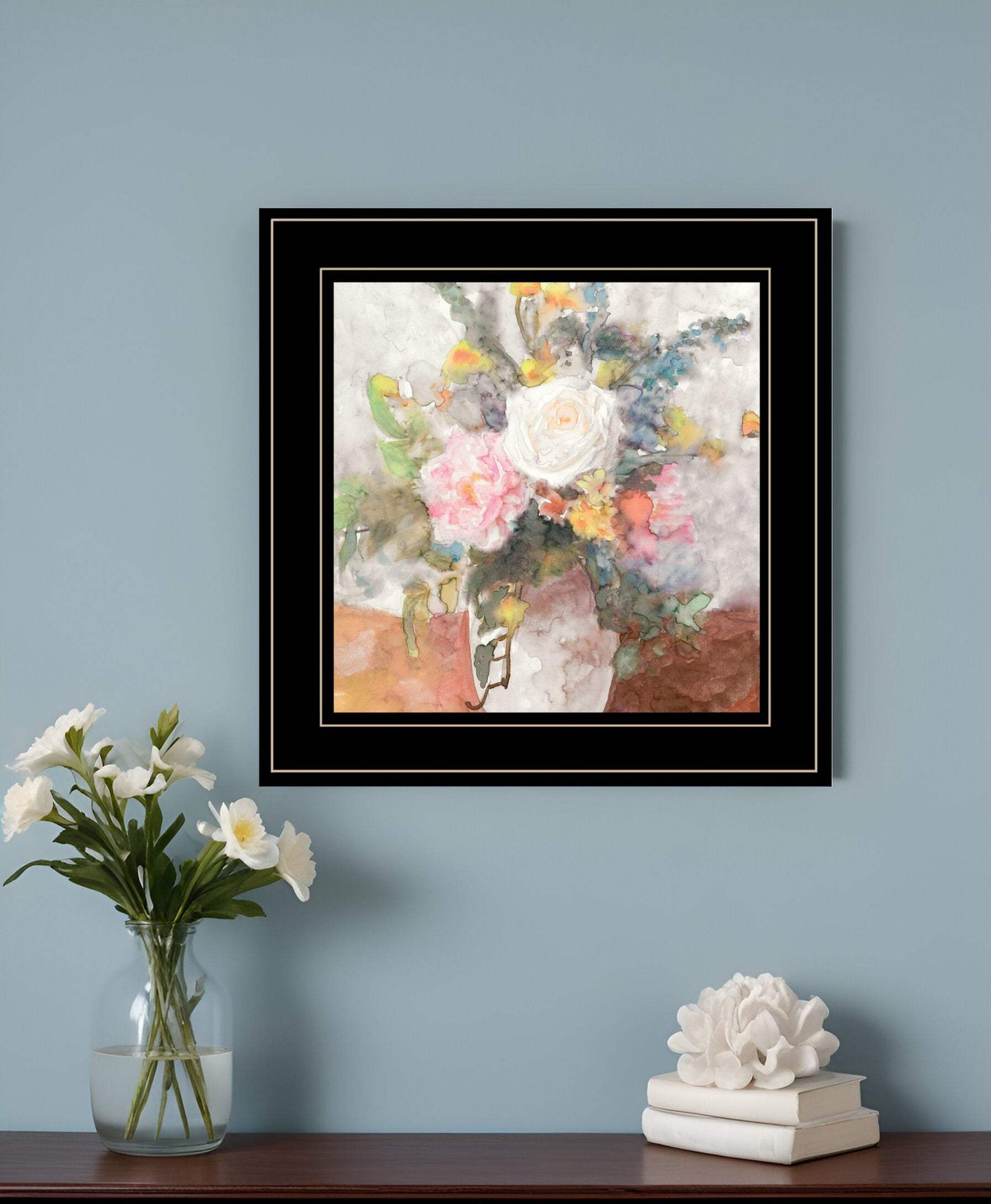 Table Bouquet 2 Black Framed Print Wall Art - Homeroots - Flyclothing LLC