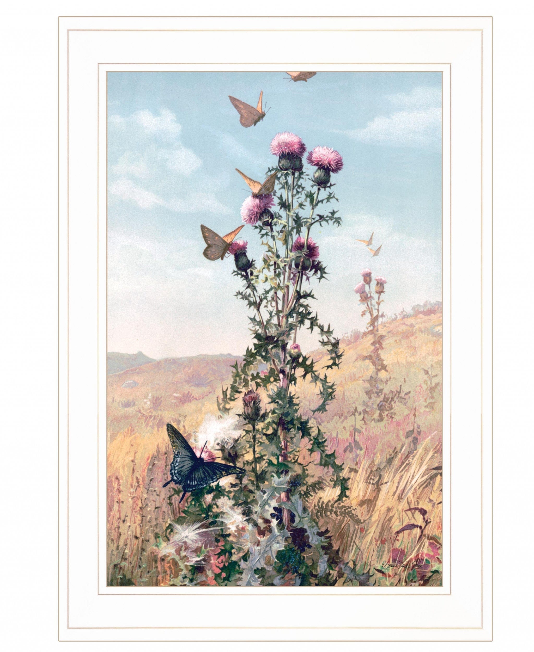 Meadow Butterflies 1 White Framed Print Wall Art - Homeroots