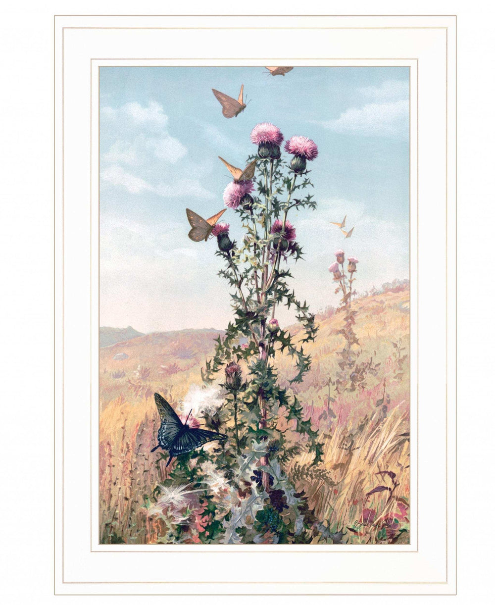 Meadow Butterflies 1 White Framed Print Wall Art - Homeroots - Flyclothing LLC