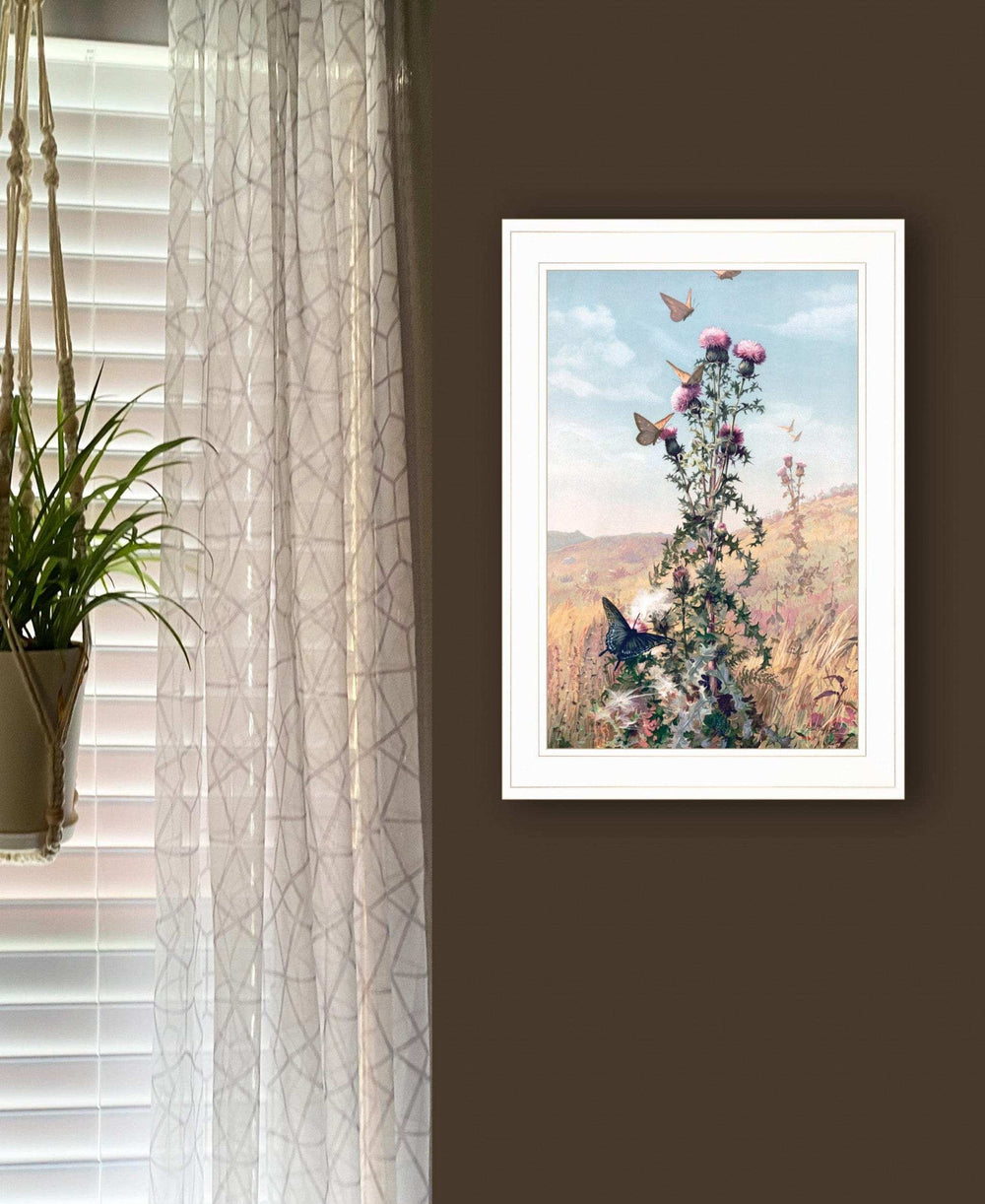 Meadow Butterflies 1 White Framed Print Wall Art - Homeroots - Flyclothing LLC