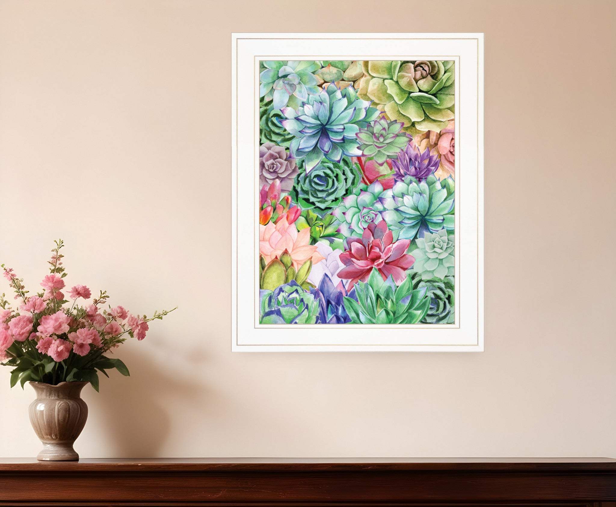 Succulents Paradise 2 White Framed Print Wall Art - Homeroots - Flyclothing LLC