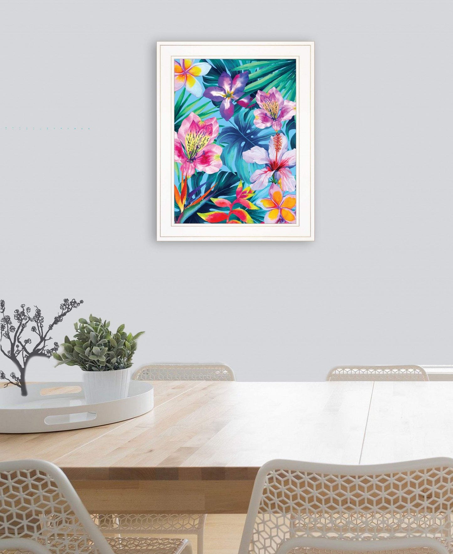 Tropical Flowers 2 White Framed Print Wall Art - Homeroots - Flyclothing LLC