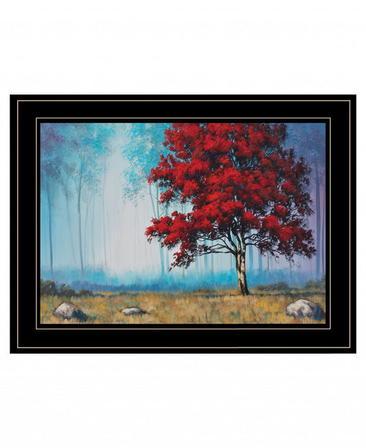 Red Tree 1 Black Framed Print Wall Art - Homeroots