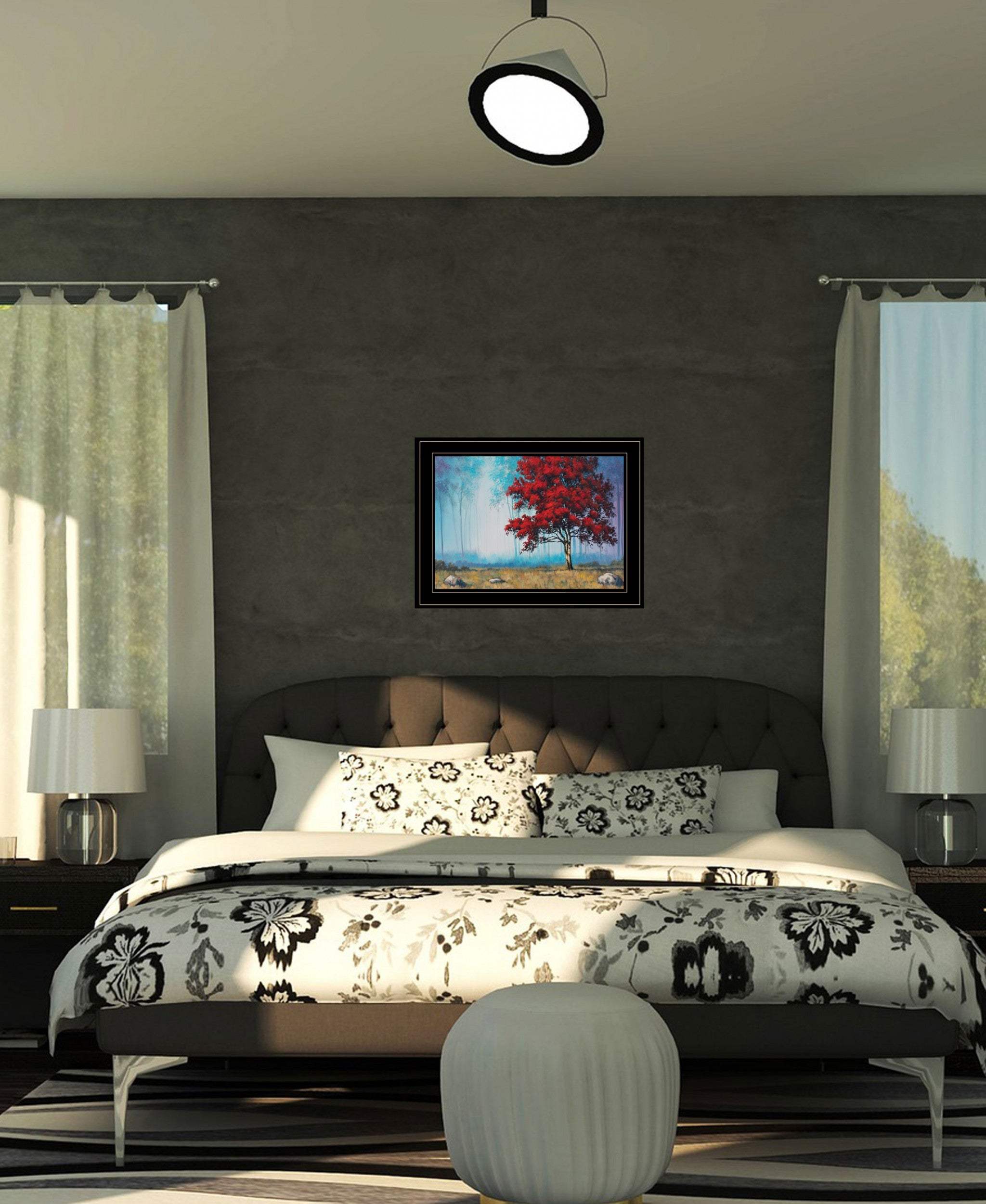 Red Tree 1 Black Framed Print Wall Art - Homeroots - Flyclothing LLC