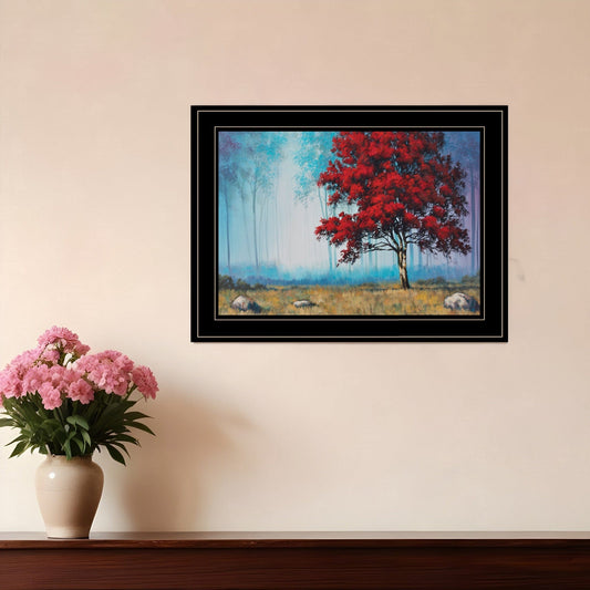 Red Tree 1 Black Framed Print Wall Art - Homeroots