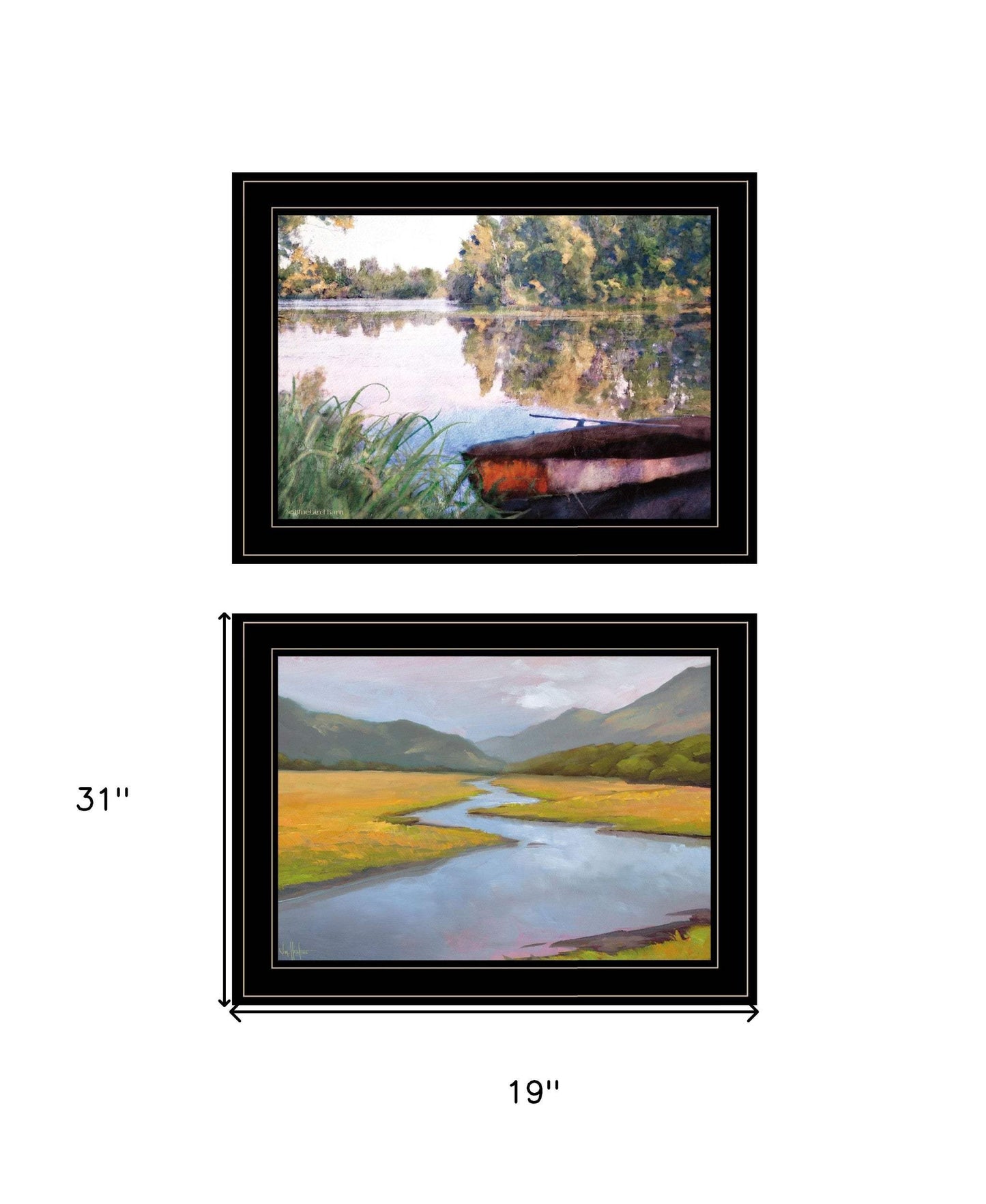 Set Of Two Serene Water 2 Black Framed Print Wall Art - Homeroots - Flyclothing LLC