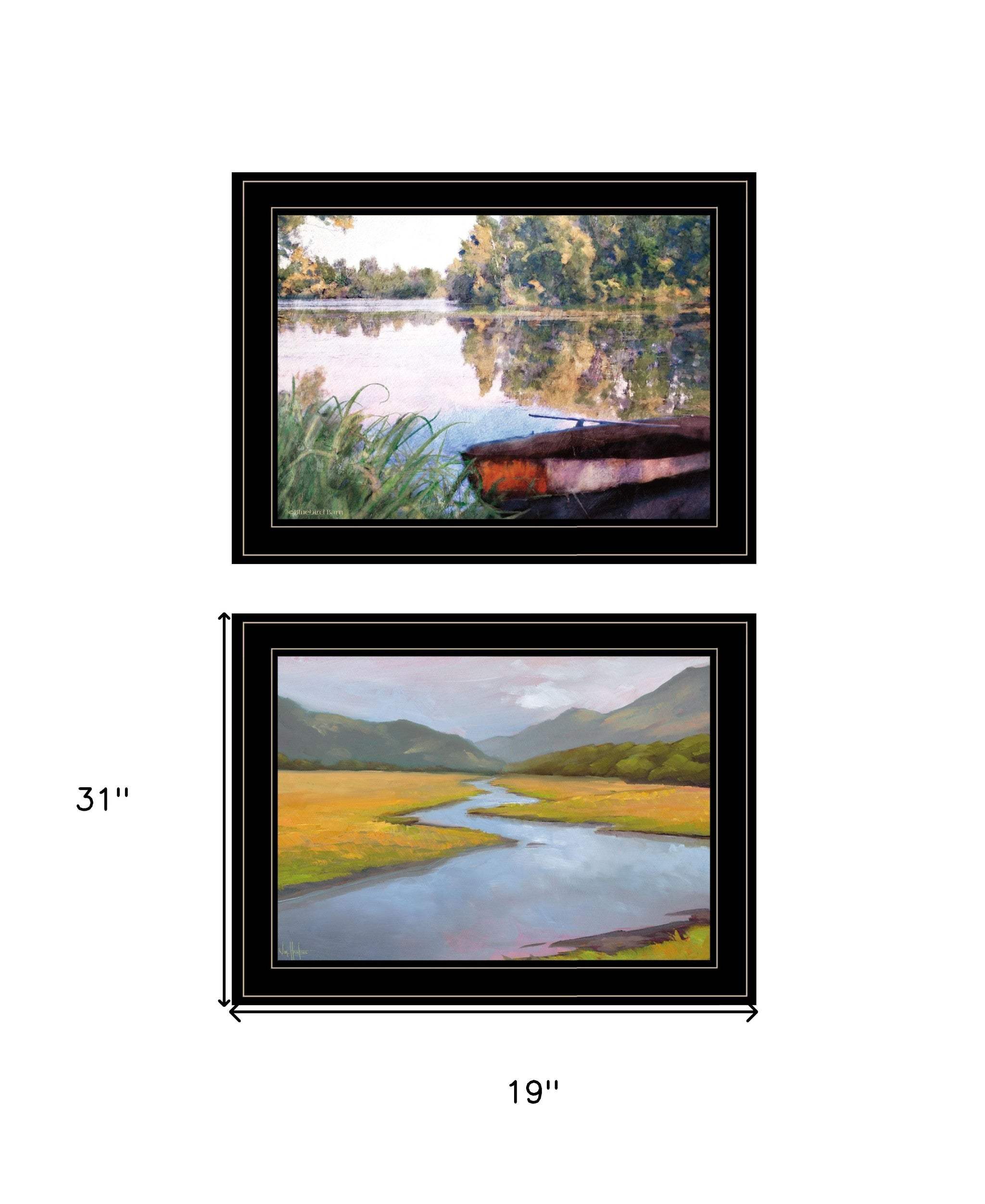 Set Of Two Serene Water 2 Black Framed Print Wall Art - Homeroots - Flyclothing LLC