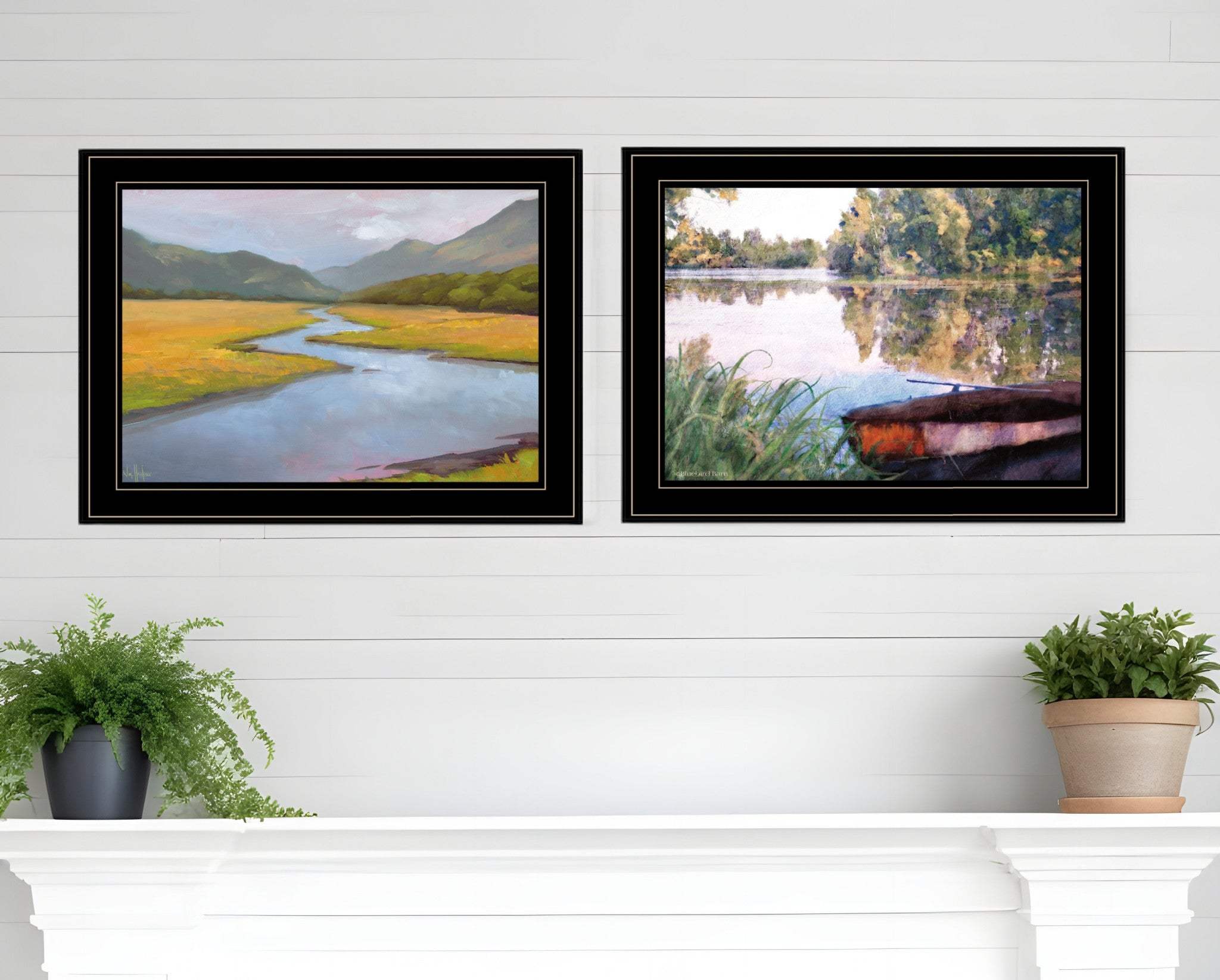 Set Of Two Serene Water 2 Black Framed Print Wall Art - Homeroots - Flyclothing LLC