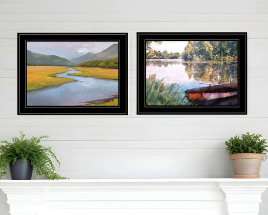 Set Of Two Serene Water 2 Black Framed Print Wall Art - Homeroots - Flyclothing LLC