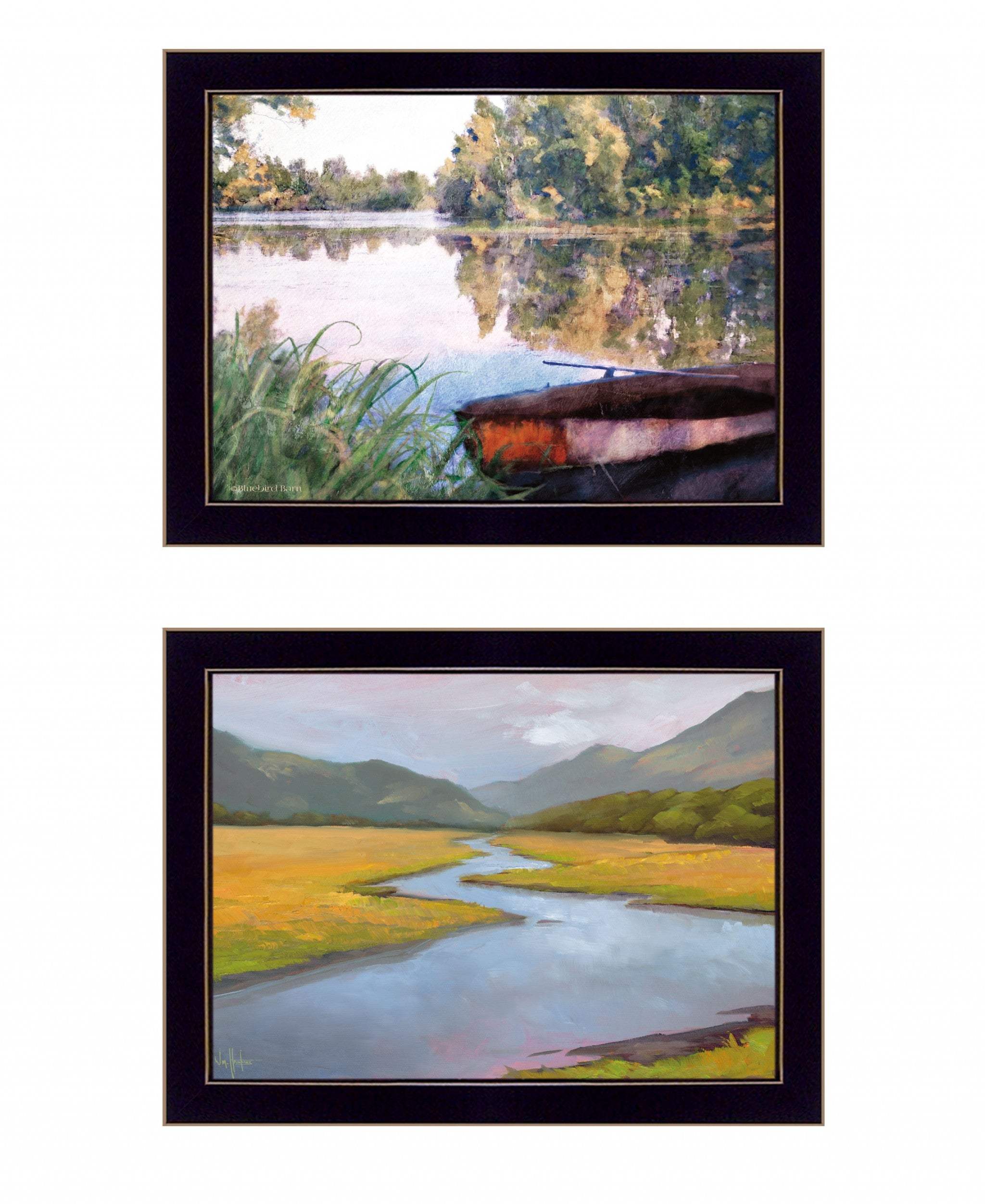 Set Of Two Serene Water 3 Black Framed Print Wall Art - Homeroots - Flyclothing LLC