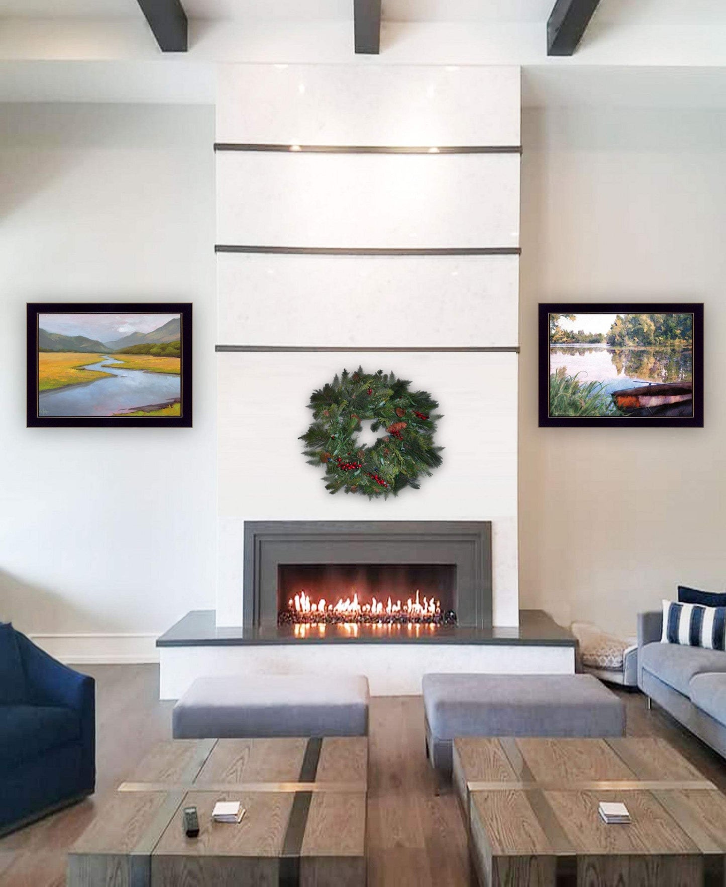 Set Of Two Serene Water 3 Black Framed Print Wall Art - Homeroots - Flyclothing LLC