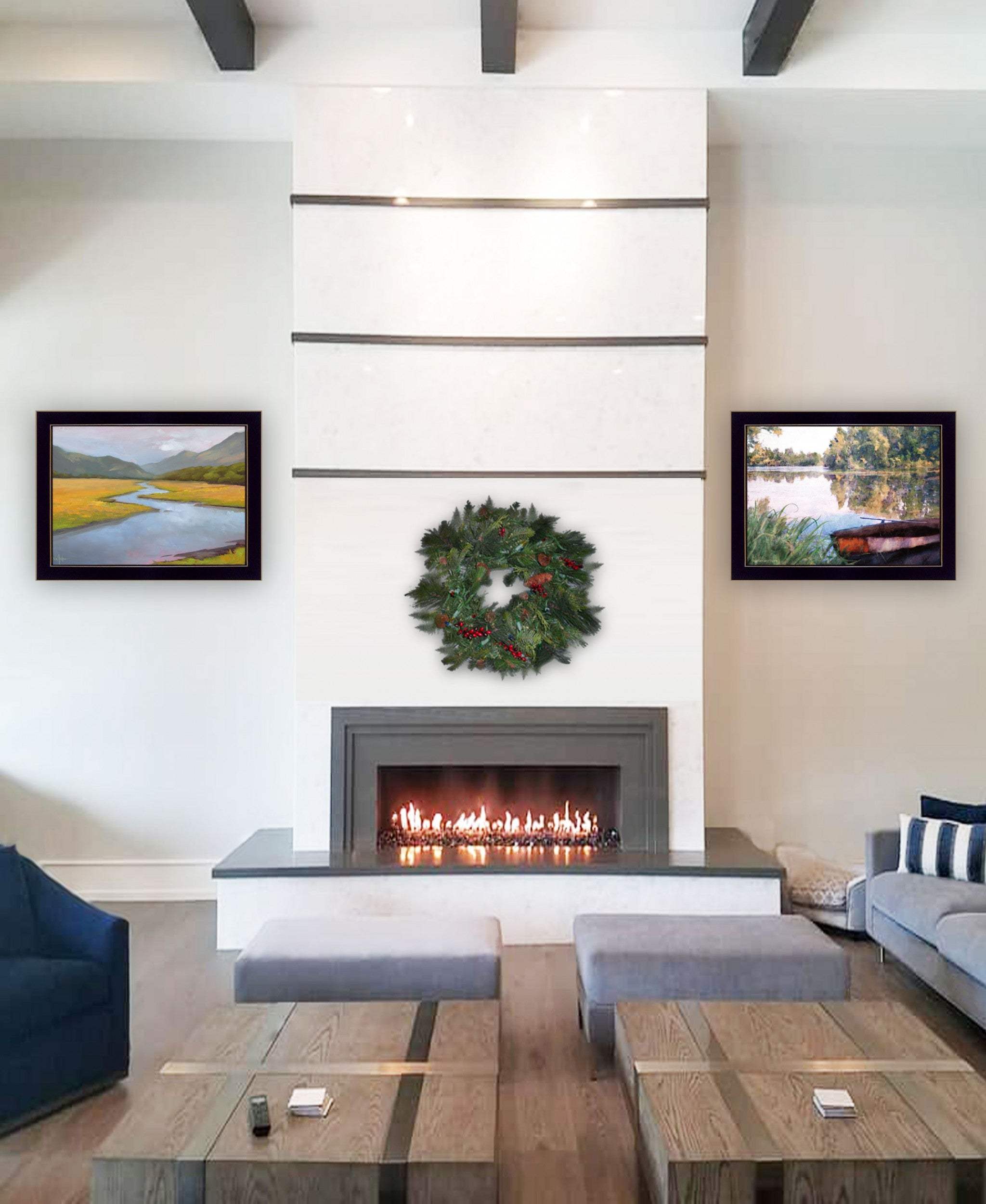 Set Of Two Serene Water 3 Black Framed Print Wall Art - Homeroots - Flyclothing LLC